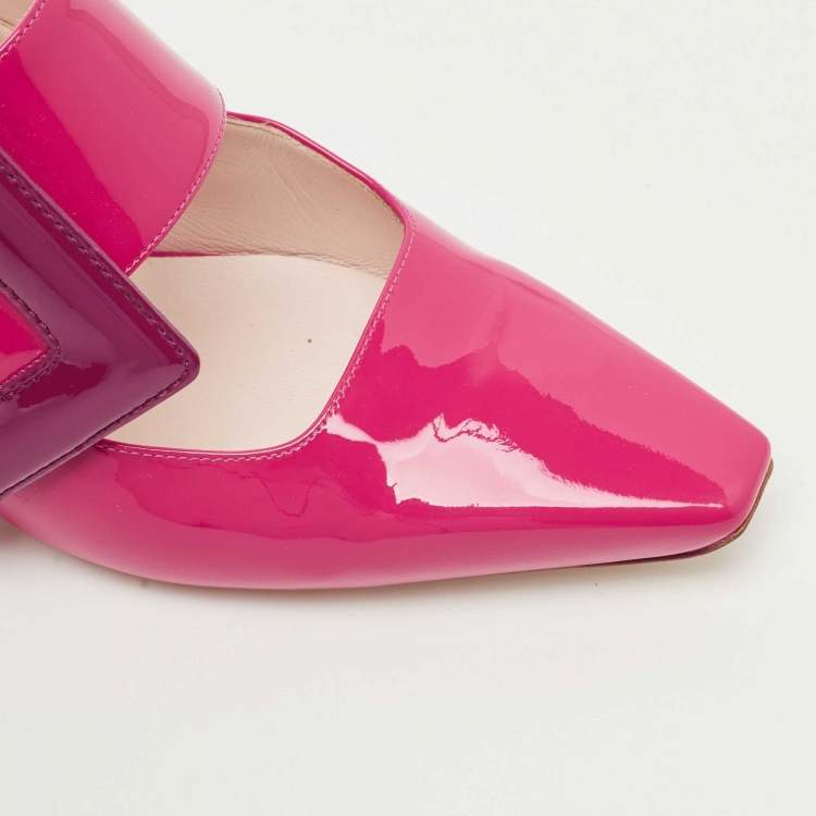 Pre Owned Roger Vivier Two Tone Patent Leather Mary Jane Pumps Size 37