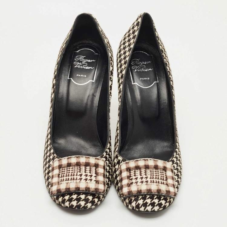 مملوكة مسبقًا Roger Vivier Brown/Cream Calf Hair Trompette Pumps Size 40