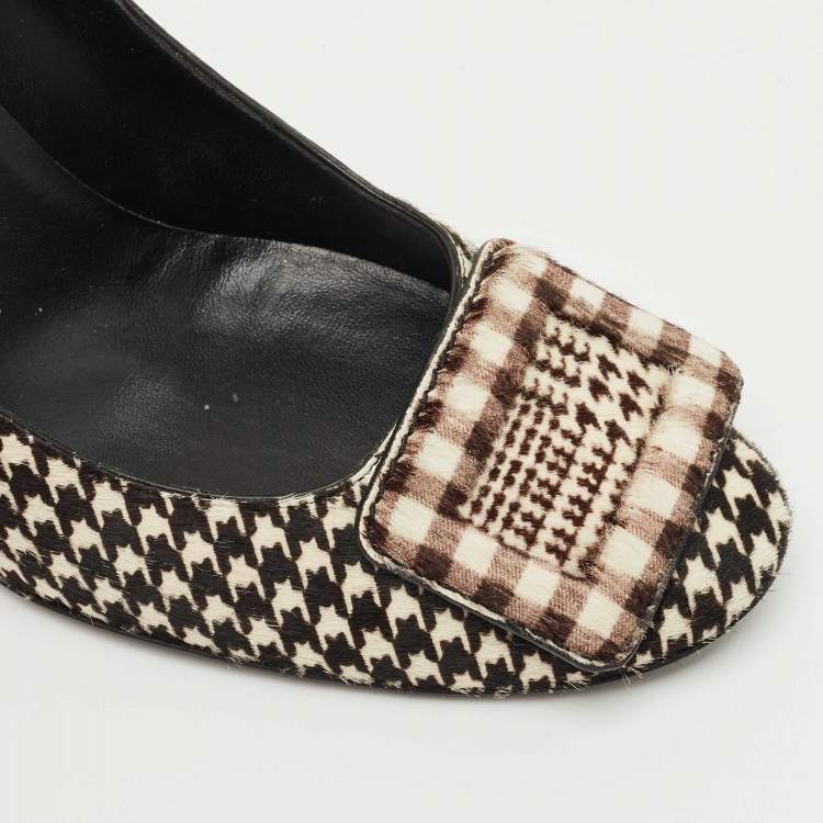 مملوكة مسبقًا Roger Vivier Brown/Cream Calf Hair Trompette Pumps Size 40