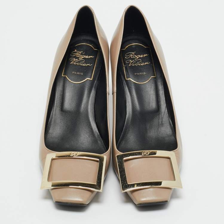 Pre Owned Roger Vivier Grey Leather Belle Vivier Trompette Pumps Size 35.5