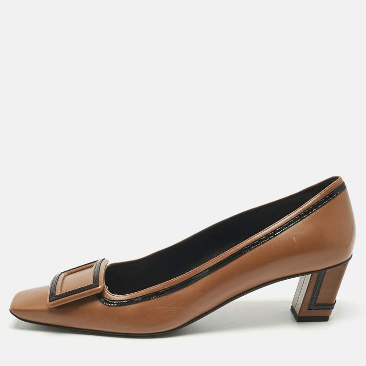 Pre Owned Roger Vivier Brown Leather Trompette Pumps Size 41