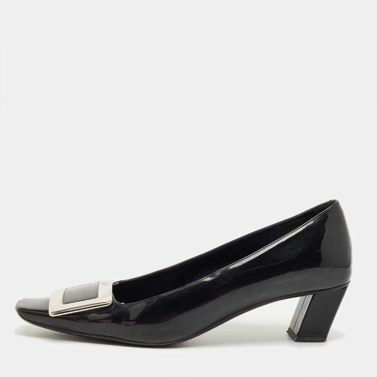 Pre Owned Roger Vivier Black Patent Leather Belle Vivier Pumps Size 37