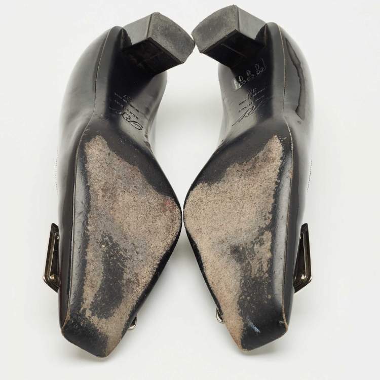 Pre Owned Roger Vivier Black Patent Leather Belle Vivier Pumps Size 37
