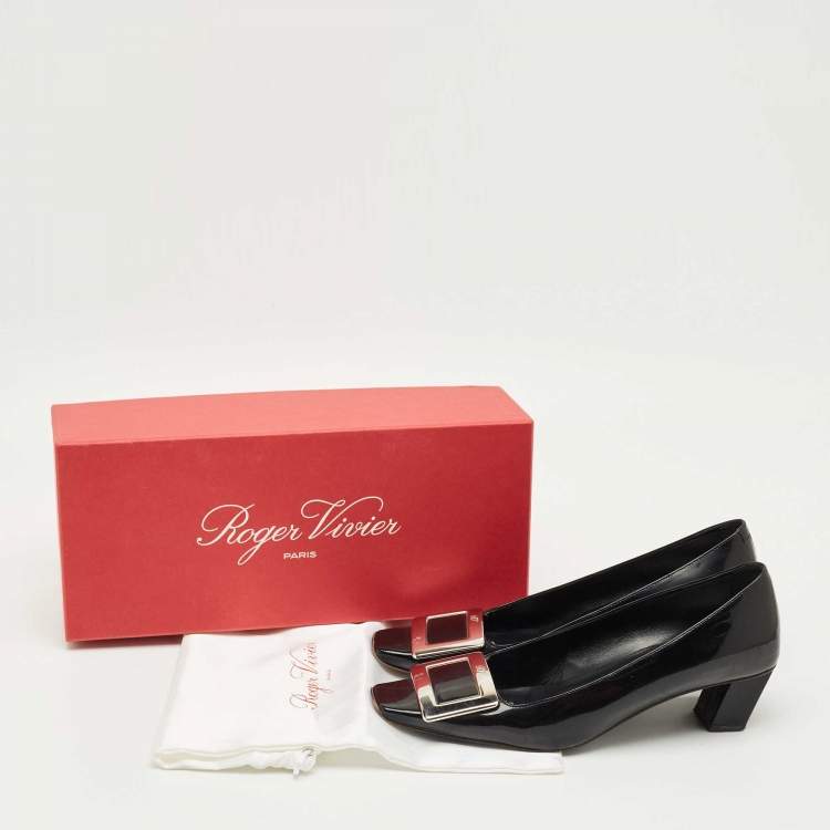 Pre Owned Roger Vivier Black Patent Leather Belle Vivier Pumps Size 37