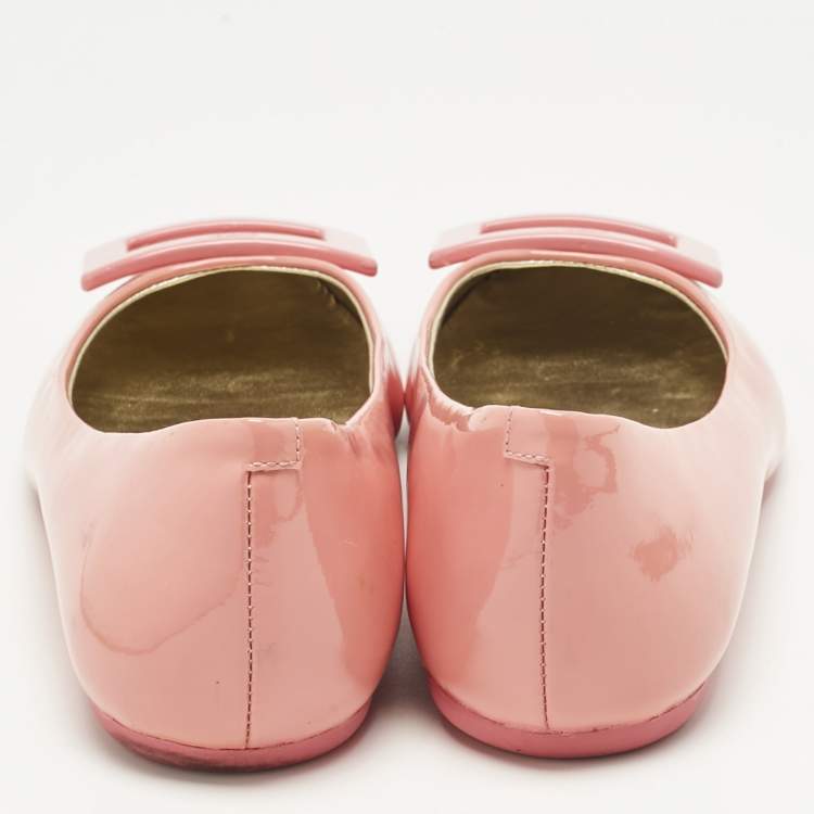 Pre Owned Roger Vivier Pink Patent Leather Gommette Ballet Flats Size 37