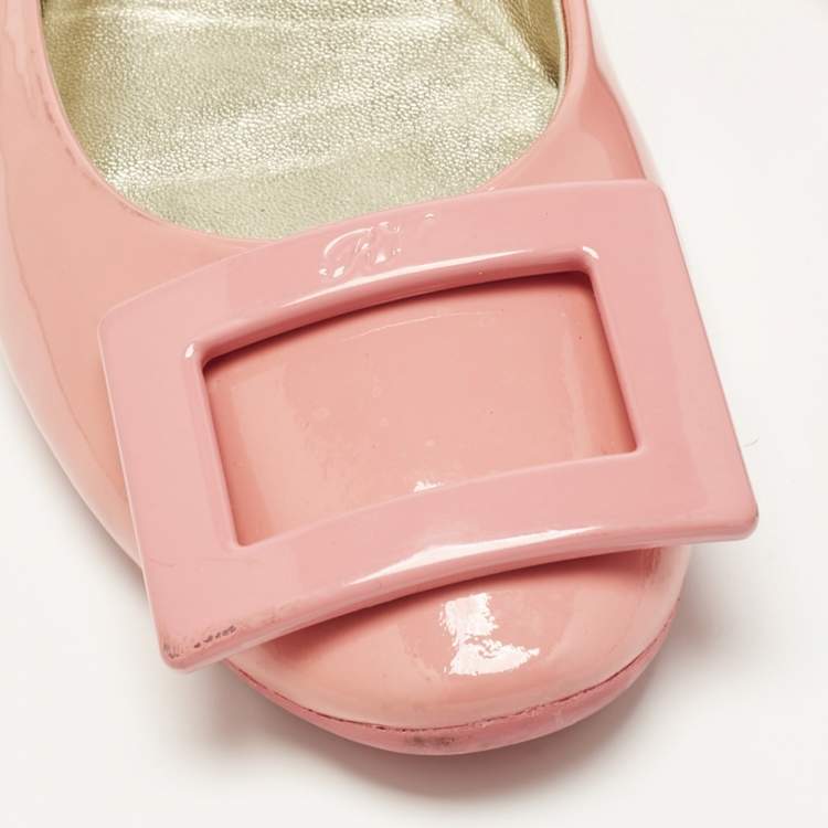 Pre Owned Roger Vivier Pink Patent Leather Gommette Ballet Flats Size 37