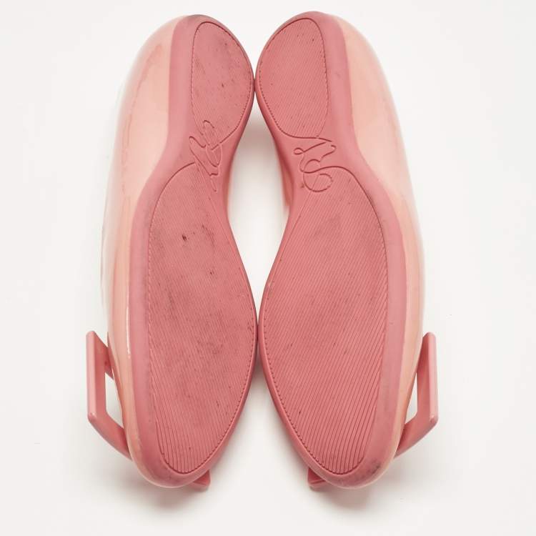 Pre Owned Roger Vivier Pink Patent Leather Gommette Ballet Flats Size 37