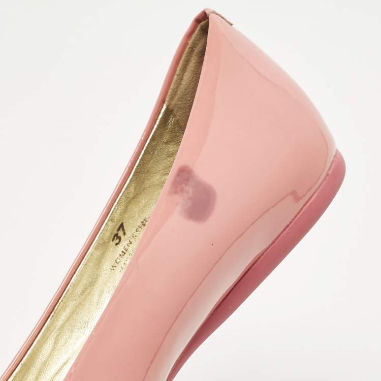 Pre Owned Roger Vivier Pink Patent Leather Gommette Ballet Flats Size 37