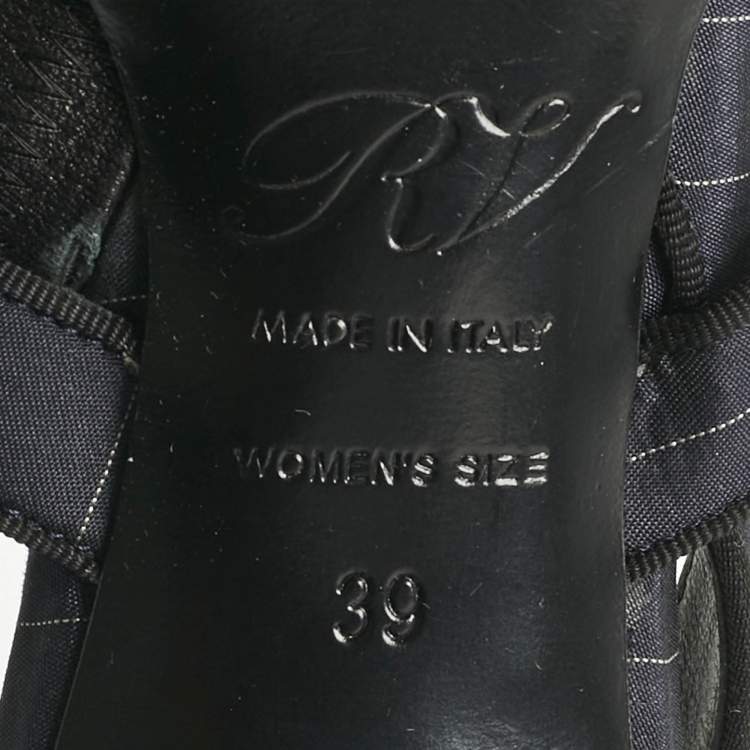 Pre Owned Roger Vivier Navy Blue Fabric Crystal Embellished Slingback Pumps Size 39