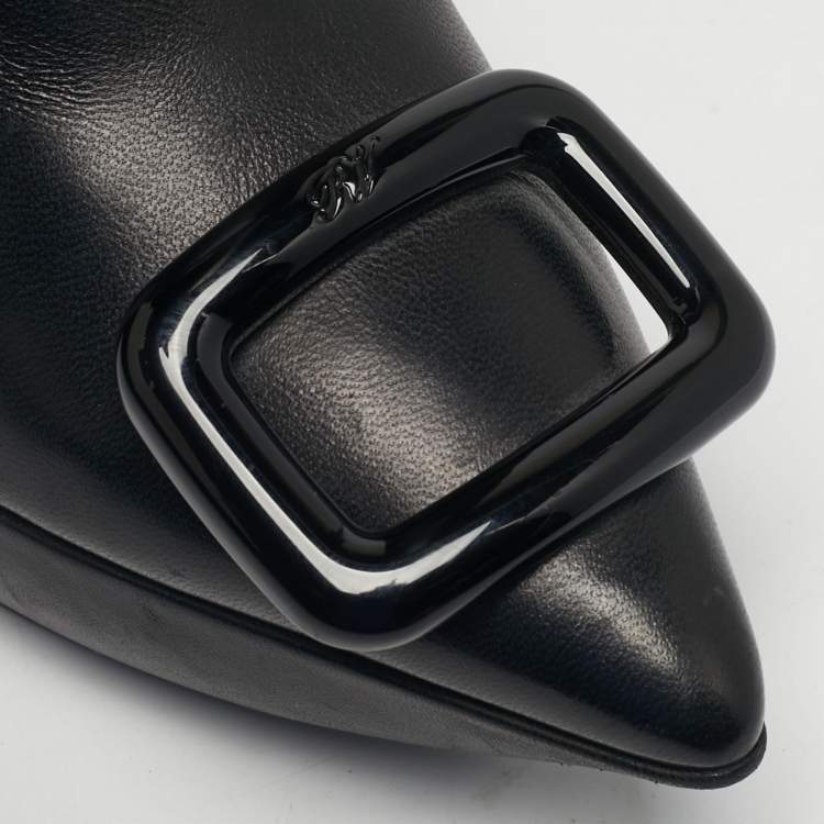 Pre Owned Roger Vivier Black Leather and Suede Rouches Cuissards Over The Knee Boots Size 38