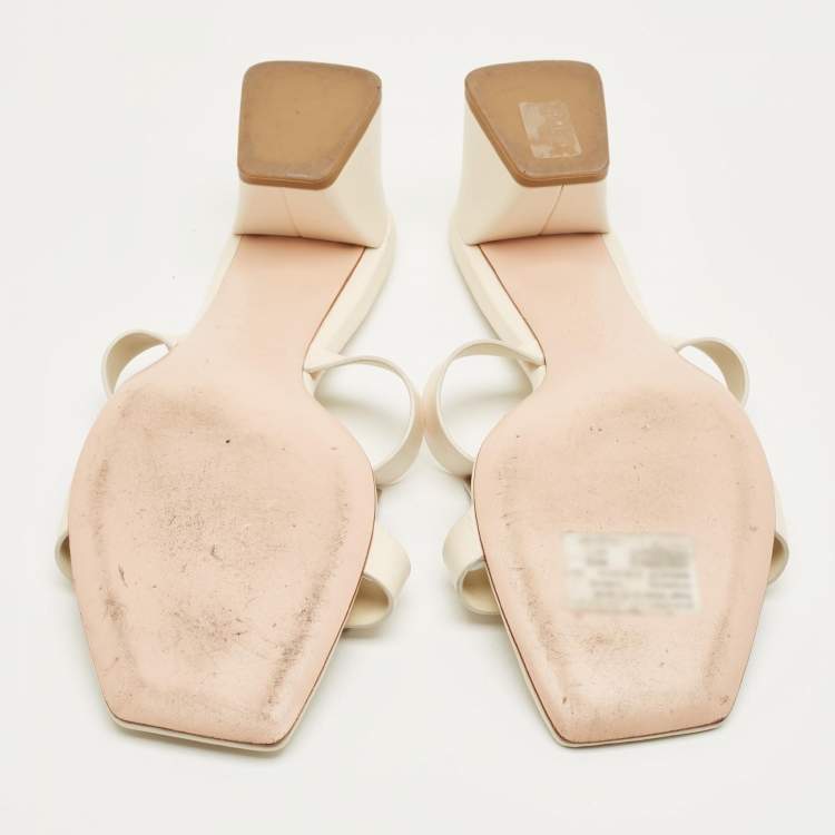 Pre Owned Roger Vivier Cream Leather Bikiviv Sandals Size 40.5