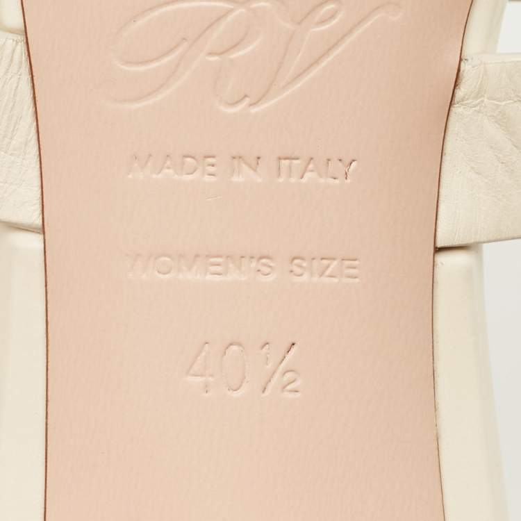 Pre Owned Roger Vivier Cream Leather Bikiviv Sandals Size 40.5