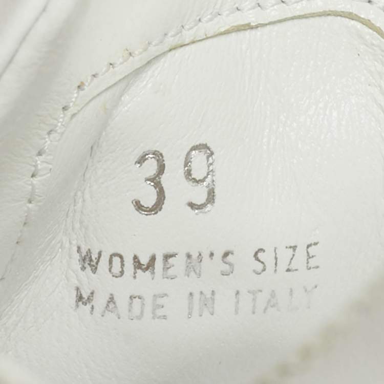 Pre Owned Roger Vivier White/Blue Denim and Leather Viv Skate Sneakers Size 39