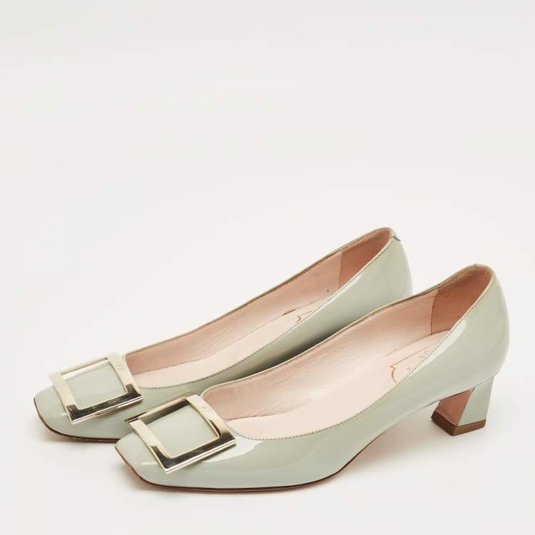 Pre Owned Roger Vivier Grey Patent Leather Trompette Pumps Size 36