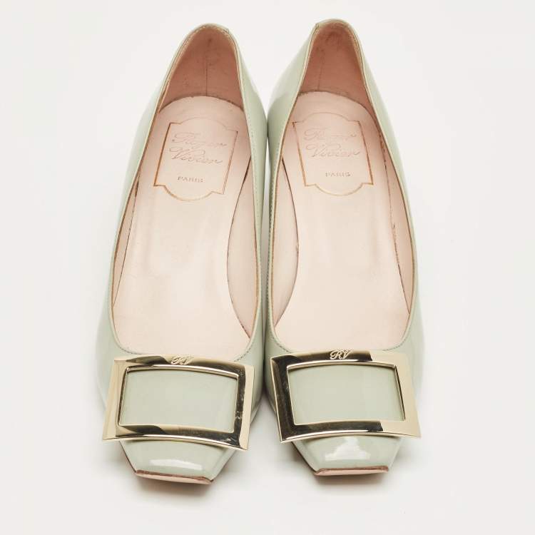 Pre Owned Roger Vivier Grey Patent Leather Trompette Pumps Size 36