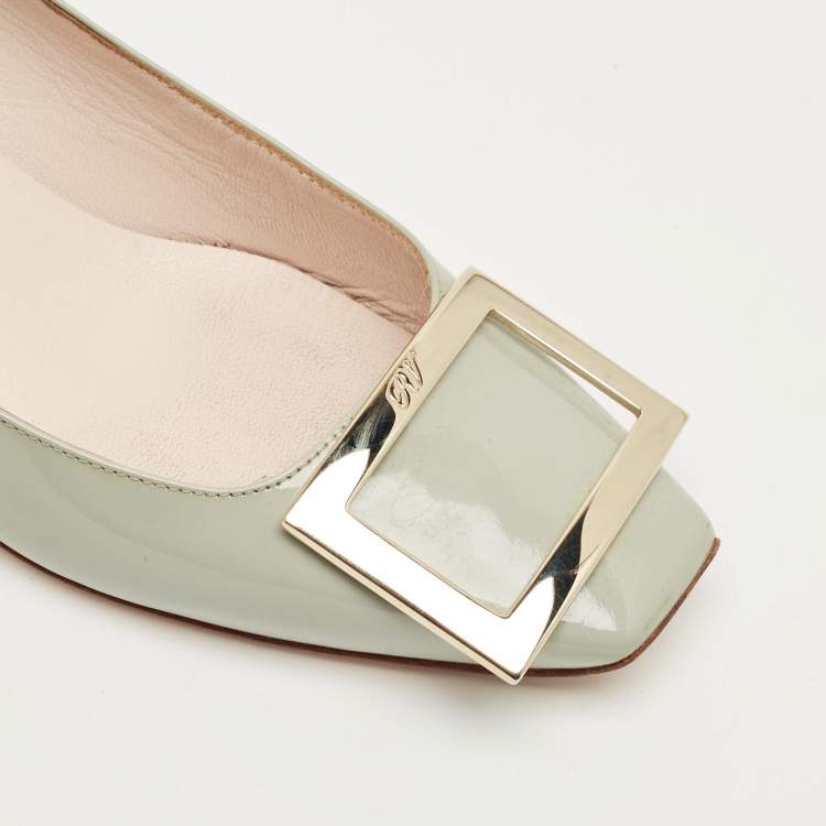 Pre Owned Roger Vivier Grey Patent Leather Trompette Pumps Size 36