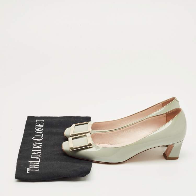 Pre Owned Roger Vivier Grey Patent Leather Trompette Pumps Size 36