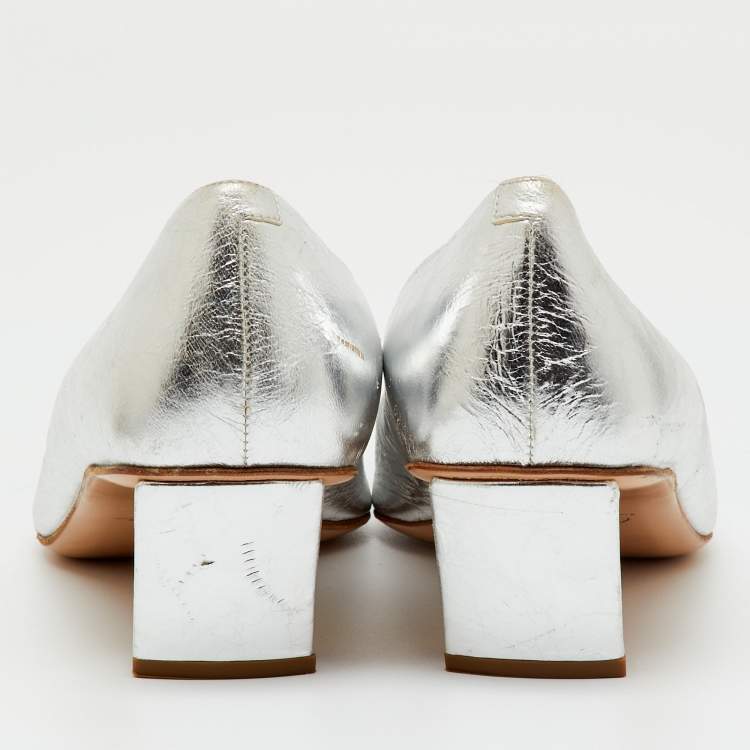 Pre Owned Roger Vivier Silver Metalic Leather Belle Vivier Pumps Size 39