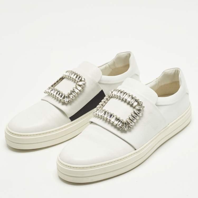 Pre Owned Roger Vivier Sneaky Viv Size 40 White Leather Lace Up Sneakers