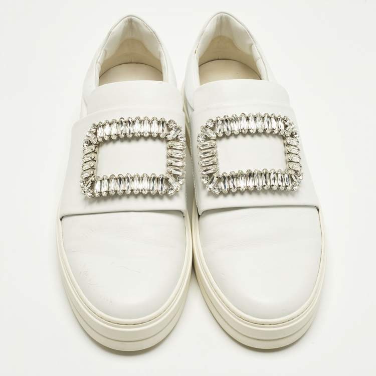 Pre Owned Roger Vivier Sneaky Viv Size 40 White Leather Lace Up Sneakers