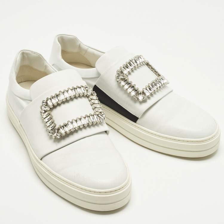 Pre Owned Roger Vivier Sneaky Viv Size 40 White Leather Lace Up Sneakers