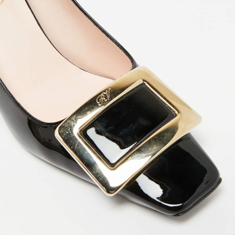 Pre Owned Roger Vivier Belle Vivier Size 37 Black Patent Leather Pumps