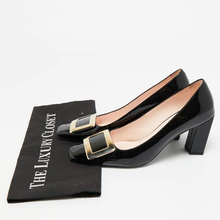 Pre Owned Roger Vivier Belle Vivier Size 37 Black Patent Leather Pumps