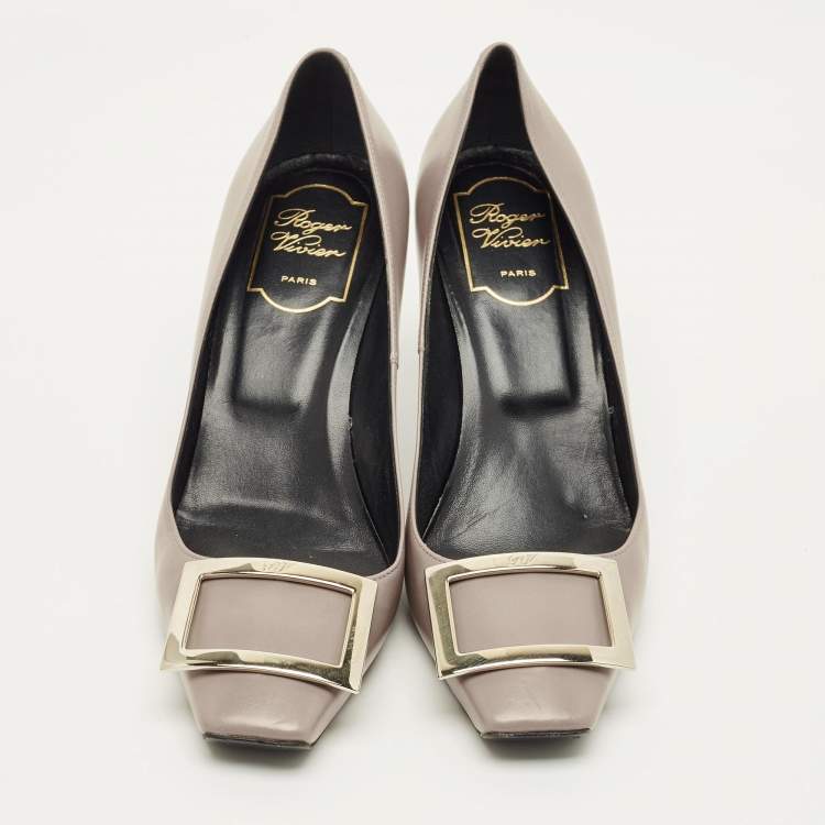 مملوكة مسبقًا Roger Vivier Belle Vivier Trompette Size 38.5 Grey Leather Pumps
