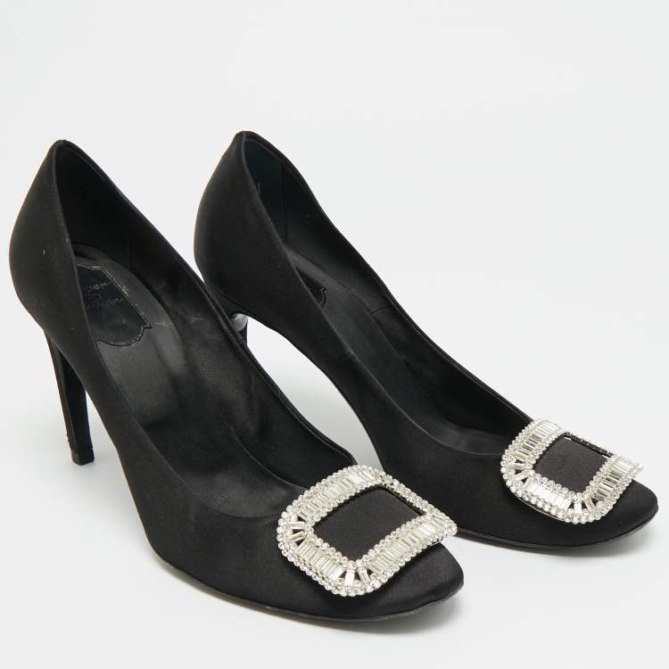 Pre Owned Roger Vivier Trompette Size 41 Black Satin Pumps