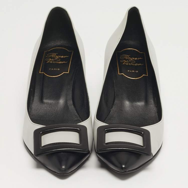 مملوكة مسبقًا Roger Vivier Belle Vivier Trompette Size 35 Grey/Black Leather Pumps