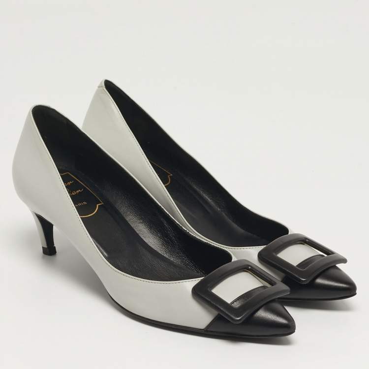 مملوكة مسبقًا Roger Vivier Belle Vivier Trompette Size 35 Grey/Black Leather Pumps