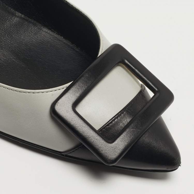 مملوكة مسبقًا Roger Vivier Belle Vivier Trompette Size 35 Grey/Black Leather Pumps