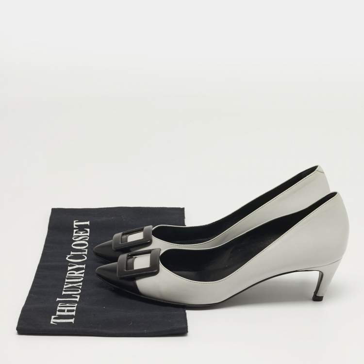مملوكة مسبقًا Roger Vivier Belle Vivier Trompette Size 35 Grey/Black Leather Pumps