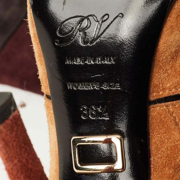 مملوكة مسبقًا Roger Vivier Prismick Size 36.5 Multicolor Suede Knee Length Boots