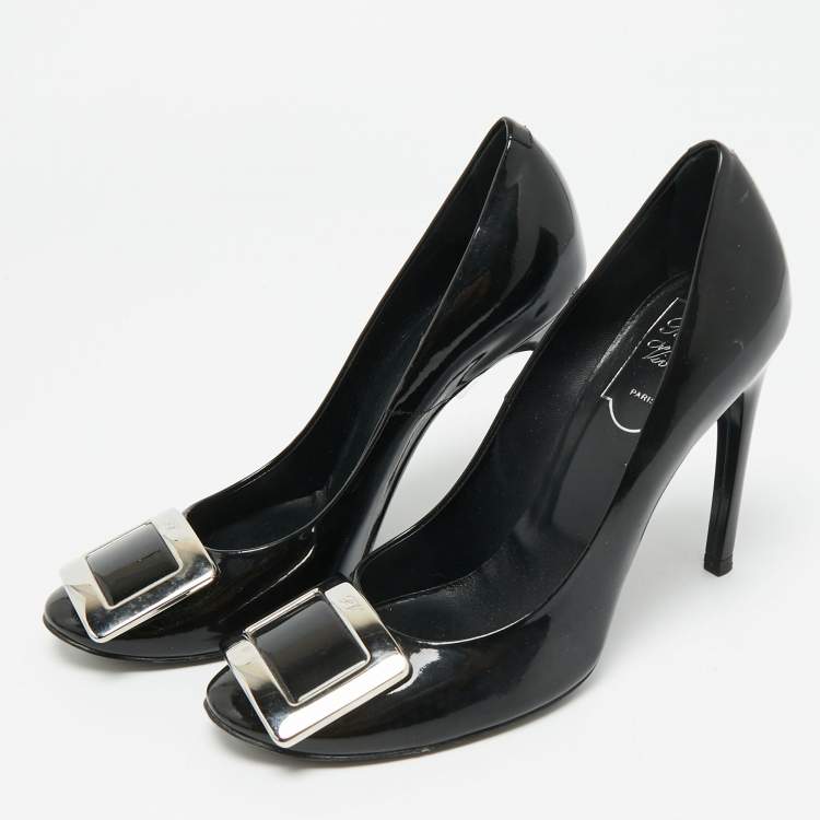 مملوكة مسبقًا Roger Vivier Trompette Size 37 Black Patent Leather Pumps