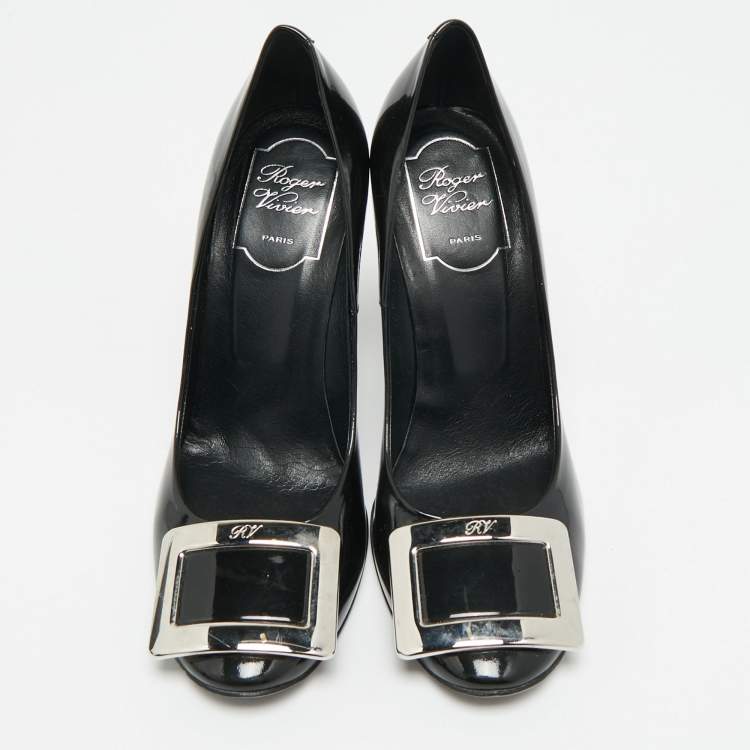 مملوكة مسبقًا Roger Vivier Trompette Size 37 Black Patent Leather Pumps