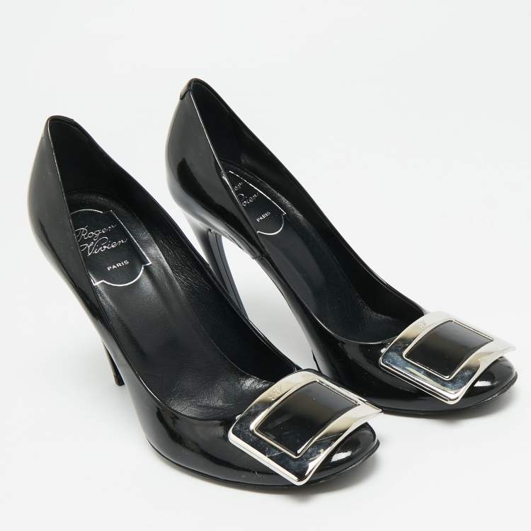 مملوكة مسبقًا Roger Vivier Trompette Size 37 Black Patent Leather Pumps