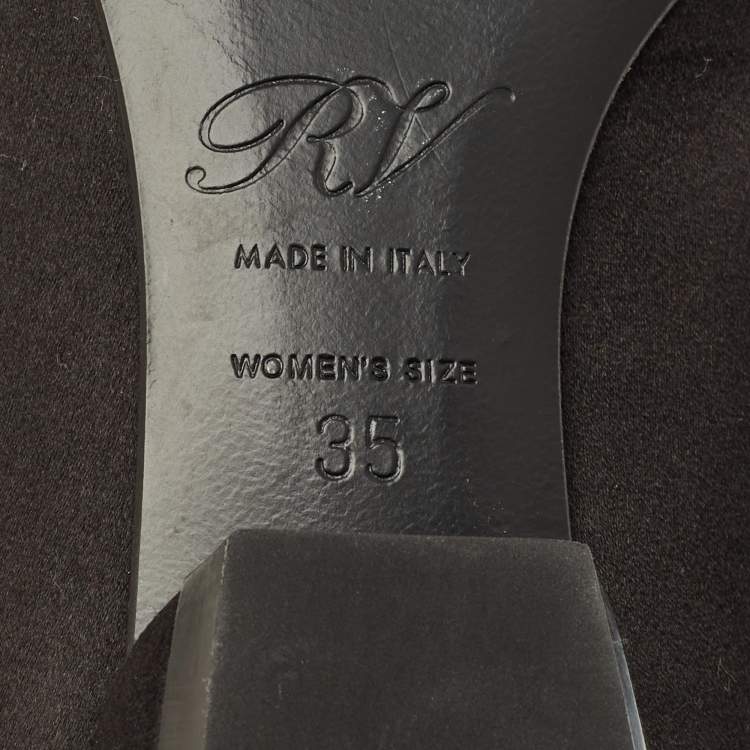 Pre Owned Roger Vivier Belle Vivier Size 35 Black Satin Crystal Embellished Ballet Flats