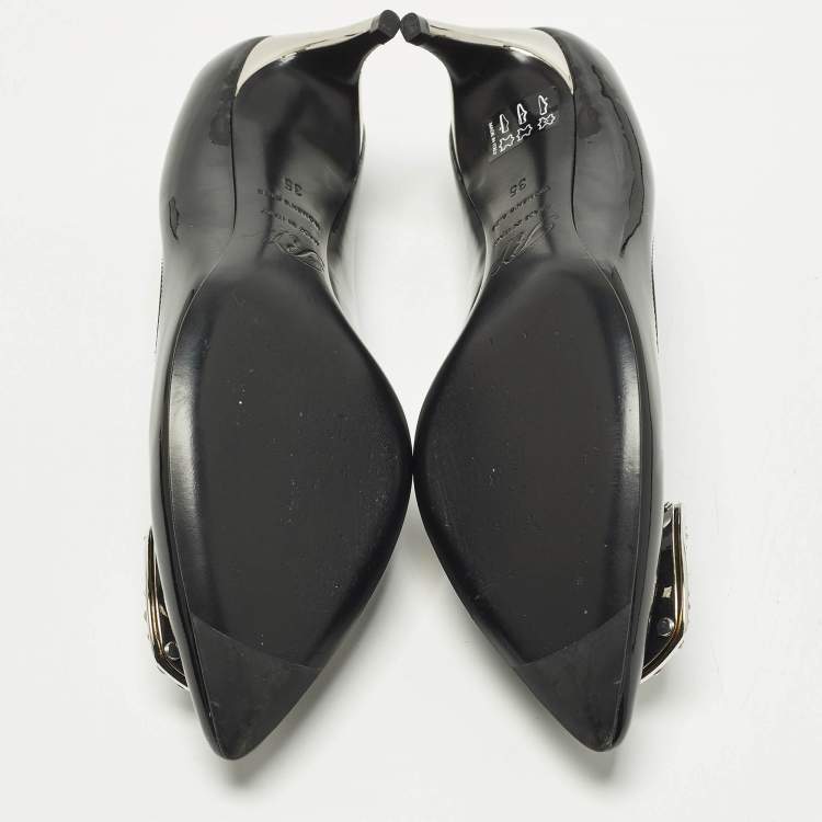 مملوكة مسبقًا Roger Vivier Sexy Choc Size 35 Black Patent Leather Pumps
