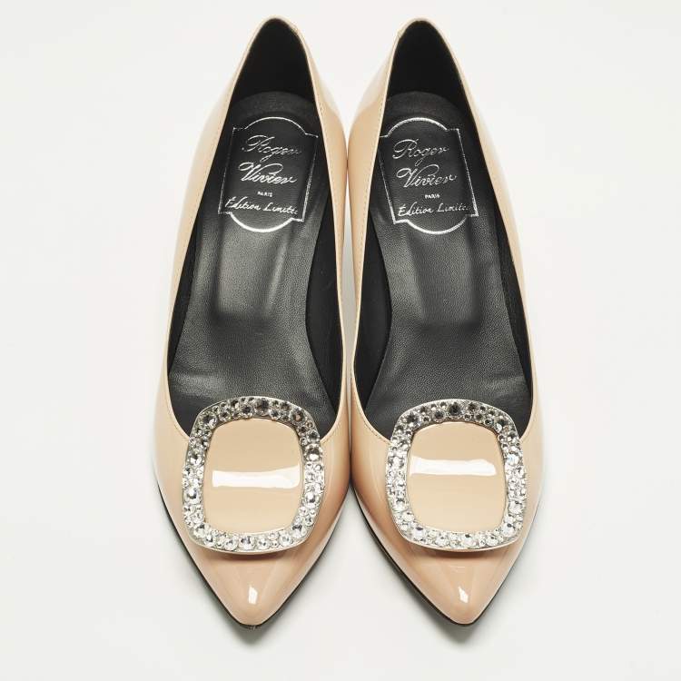 Pre Owned Roger Vivier Belle Vivier Trompette Size 35 Beige Patent Leather Pumps