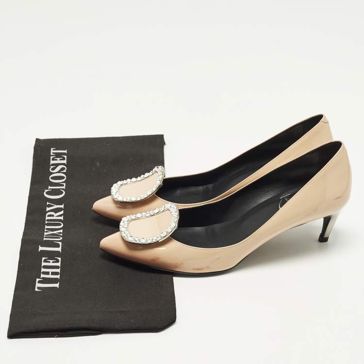 Pre Owned Roger Vivier Belle Vivier Trompette Size 35 Beige Patent Leather Pumps