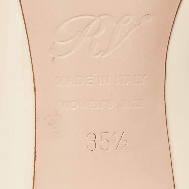 Pre Owned Roger Vivier Trompette Size 35.5 Cream Patent Leather Block Heel Pumps