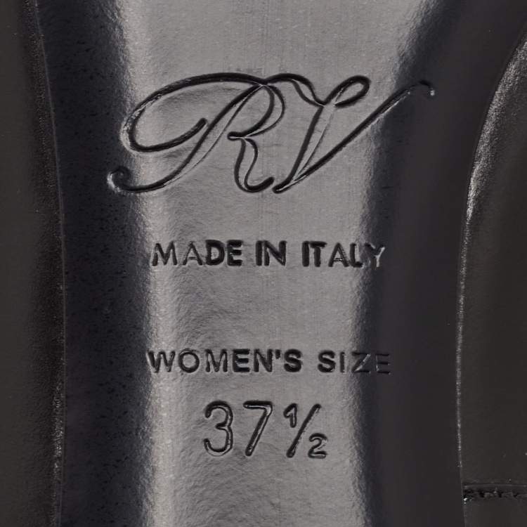 Pre Owned Roger Vivier Belle Vivier Trompette Size 37.5 Black Leather Pumps