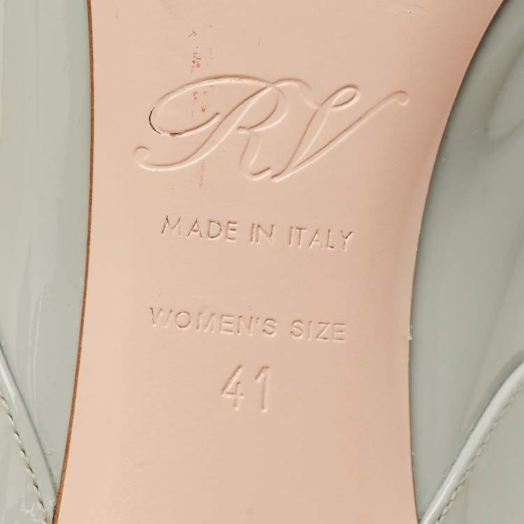 Pre Owned Roger Vivier Trompette Size 41 Grey Patent Leather Slingback Pumps