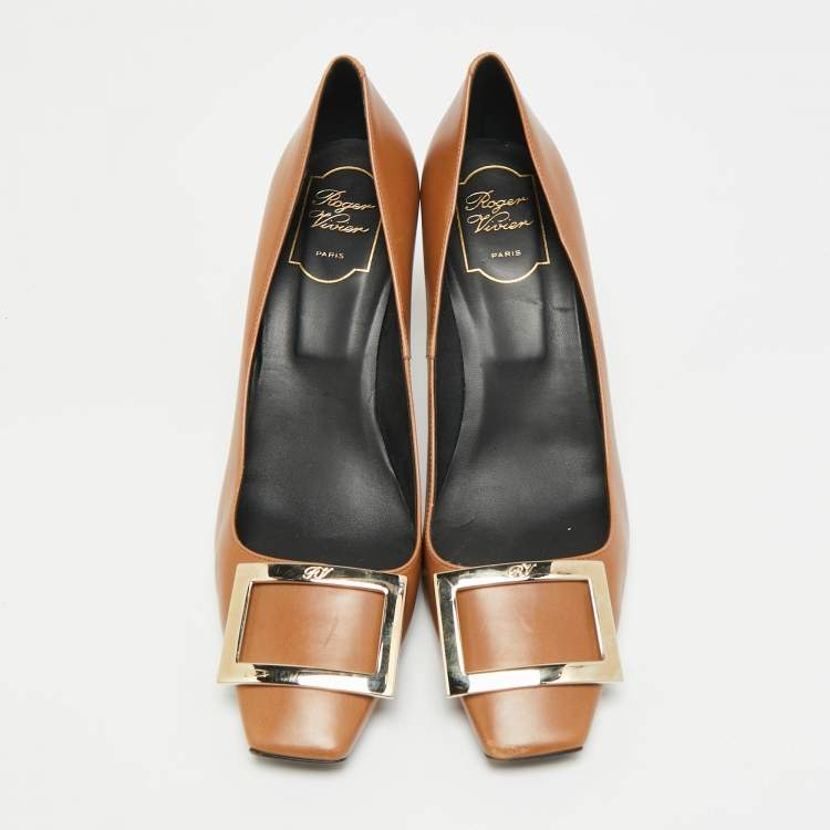 Pre Owned Roger Vivier Trompette Size 40 Brown Leather Pumps