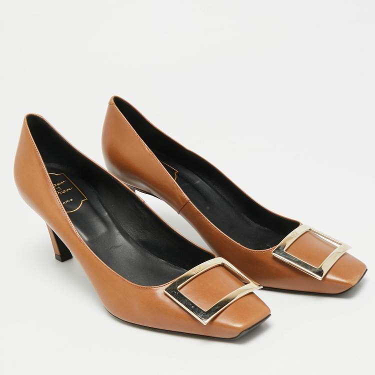 Pre Owned Roger Vivier Trompette Size 40 Brown Leather Pumps