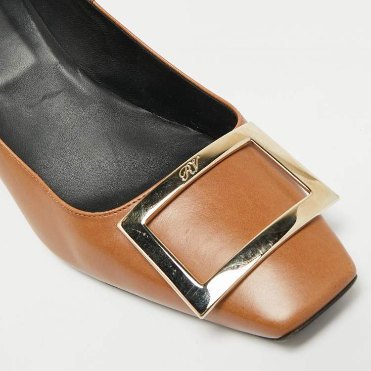 Pre Owned Roger Vivier Trompette Size 40 Brown Leather Pumps