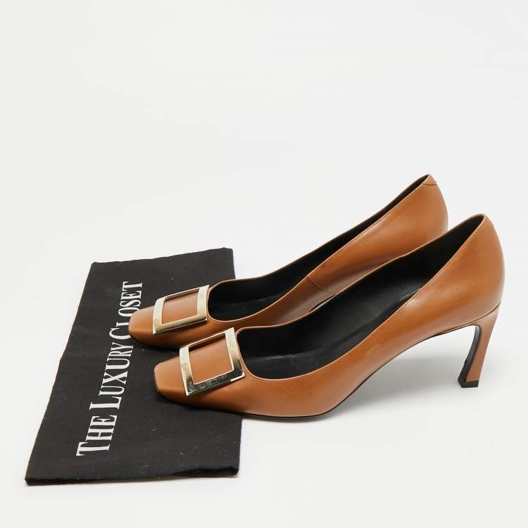 Pre Owned Roger Vivier Trompette Size 40 Brown Leather Pumps