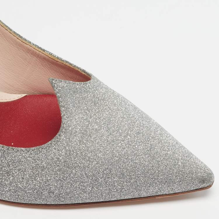 Pre Owned Roger Vivier I love Vivier Size 38 Silver Glitter Pumps