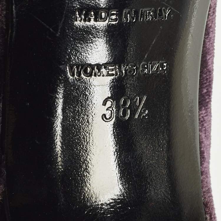 Pre Owned Roger Vivier Size 38.5 Purple Velvet Bow Open Toe Pumps